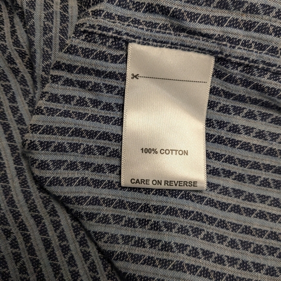 Billy Reid Blue Patterned Woven Cotton Short Sleeve Button-Up Tuscumbia Shirt LG - Picture 8 of 8